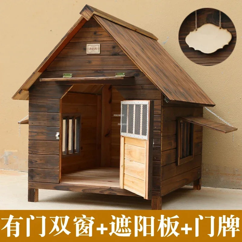 Rainproof and Waterproof Dog Houses Solid Wood Outdoor General Kennel Cat Litter Dog Cage Vintage House for Dogs Pet Kennel S