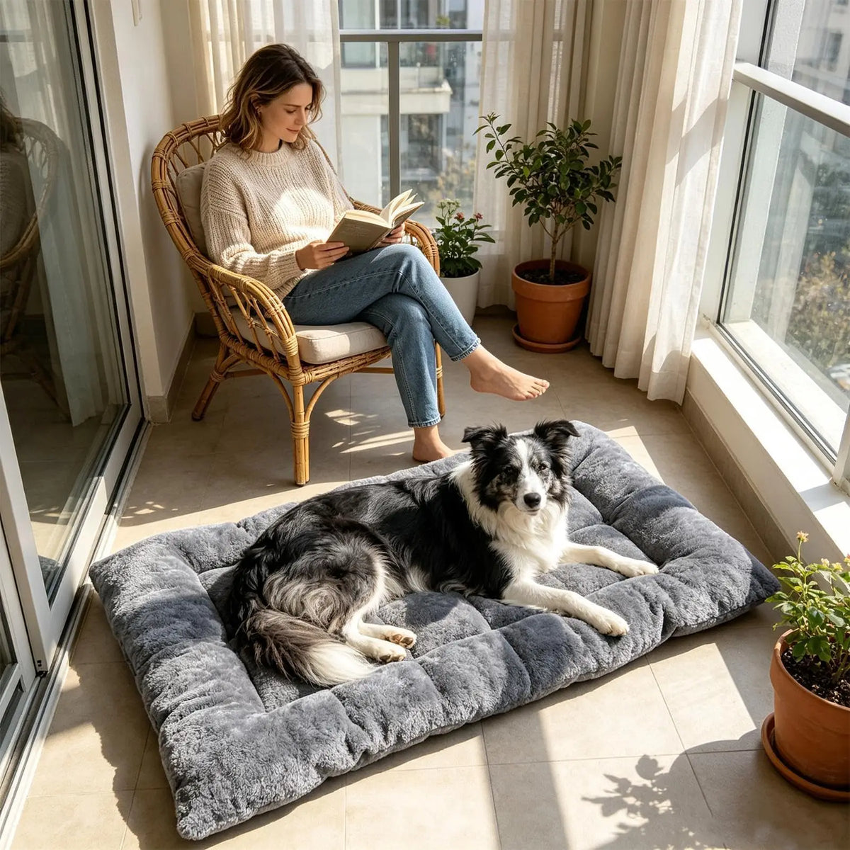 Plush Dog Bed Thickened Soft Rectangular Sofa Cushion Warm Joint Relief Pet Mat For Small Medium Large Dogs