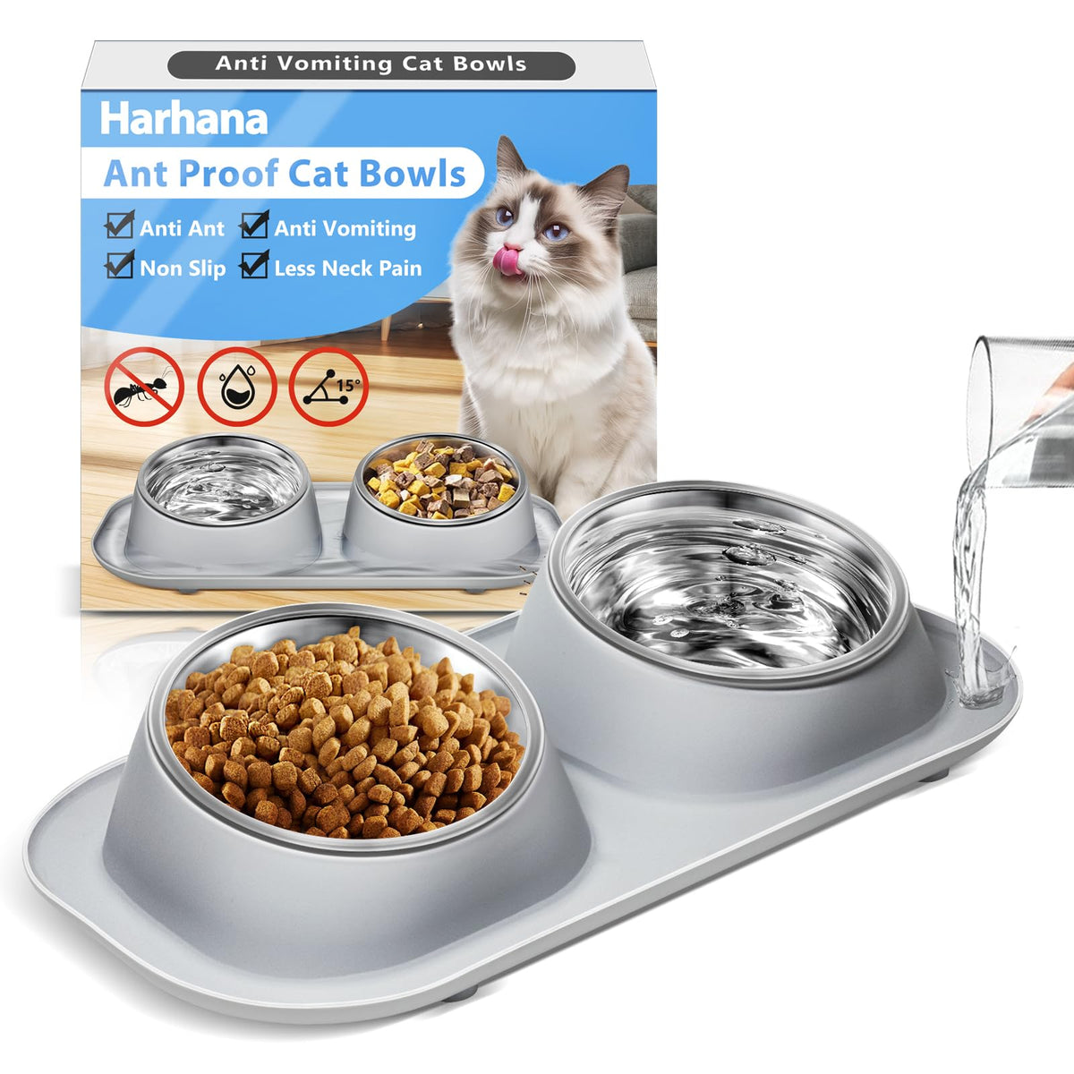 Cat bowls tilted