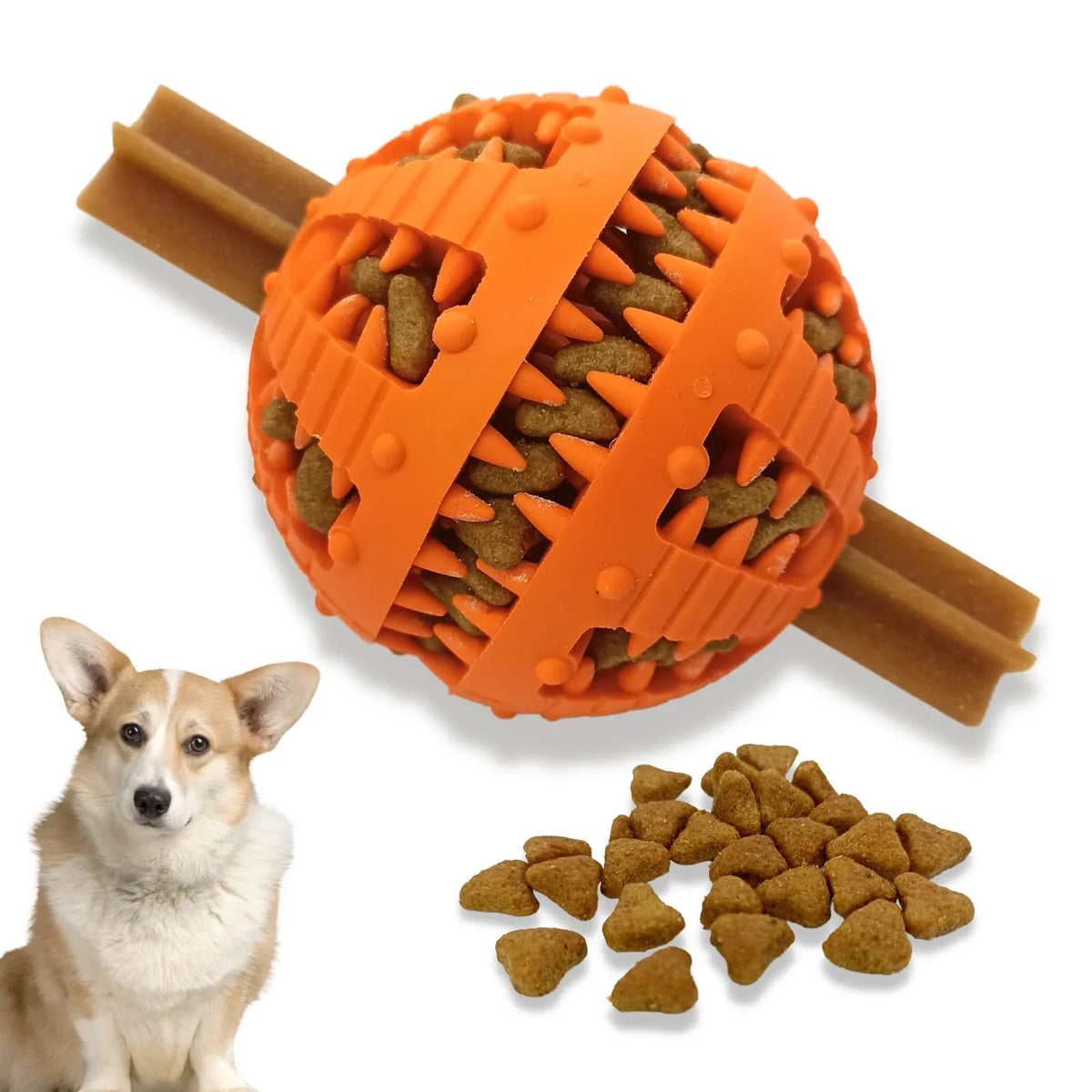 Dog rubber toy with treats