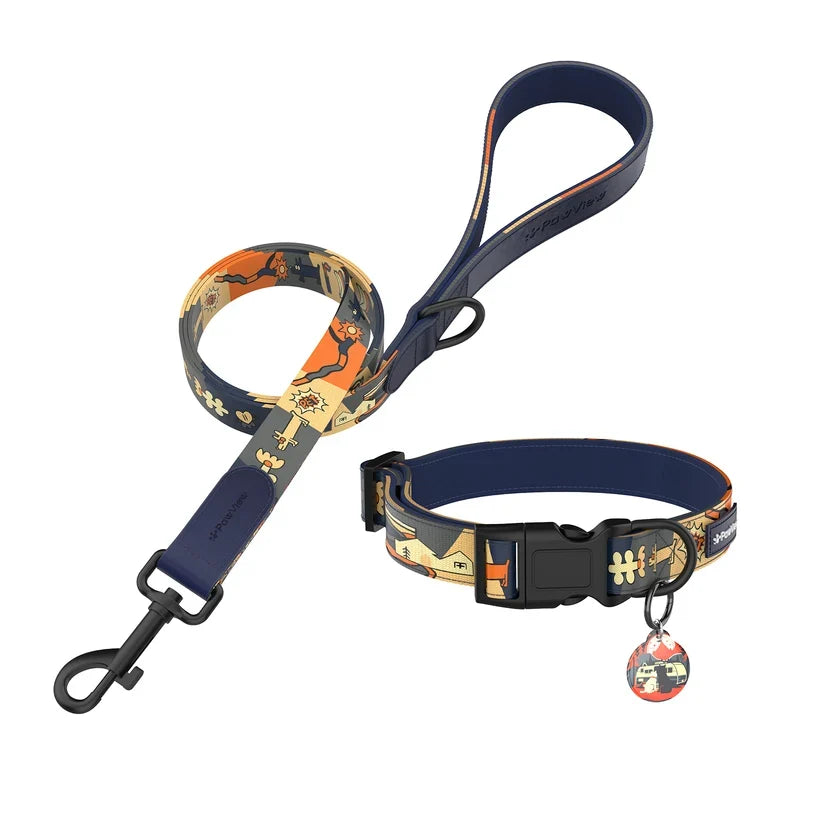 Dog collar with matching leash.