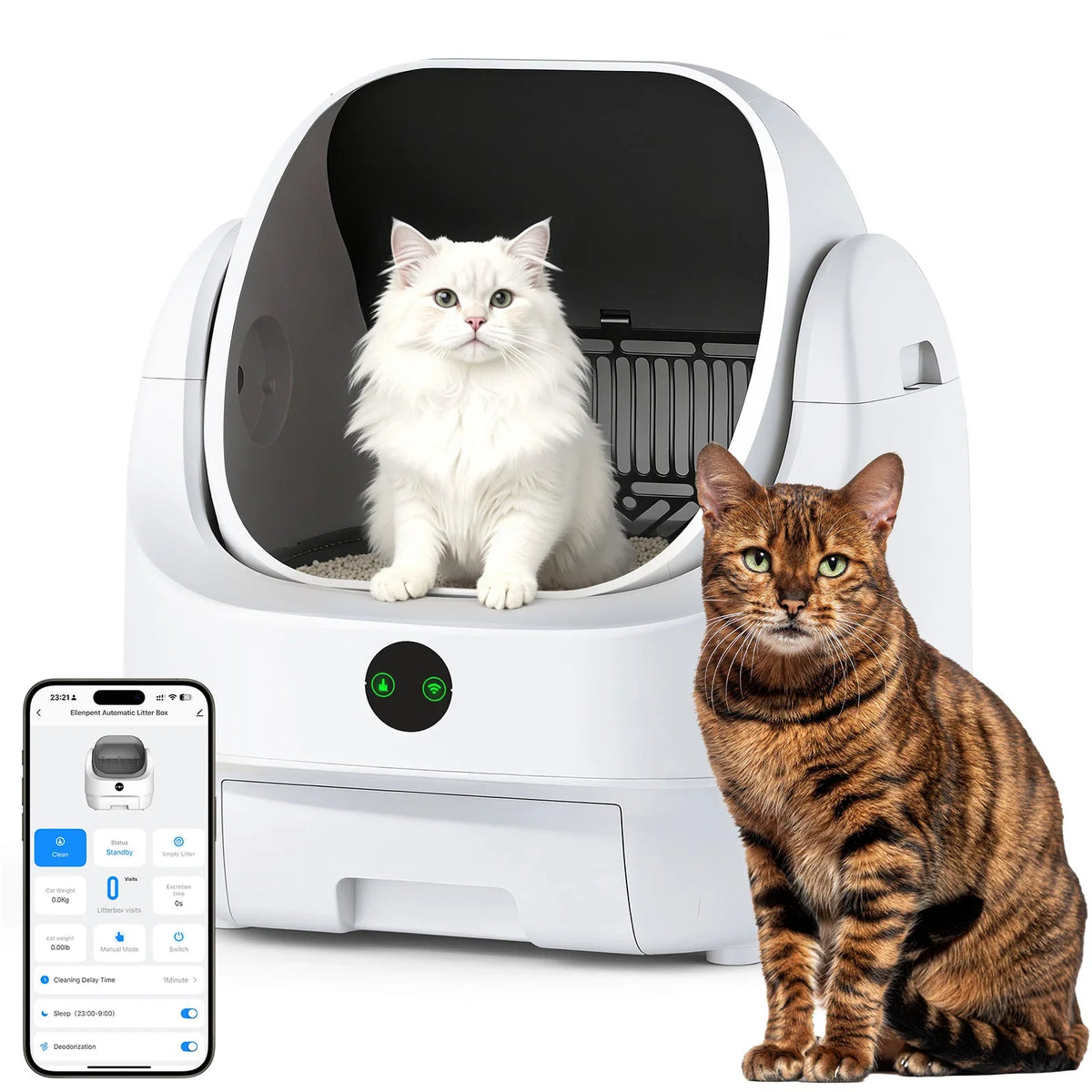Litter box, self cleaning