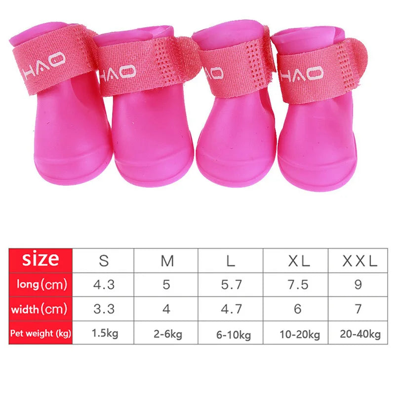 4Pcs Pet WaterProof Rainshoe Anti-slip Rubber Boot For Small Medium Large Dogs Cats Outdoor Shoe Dog Ankle Boots Pet Accessories