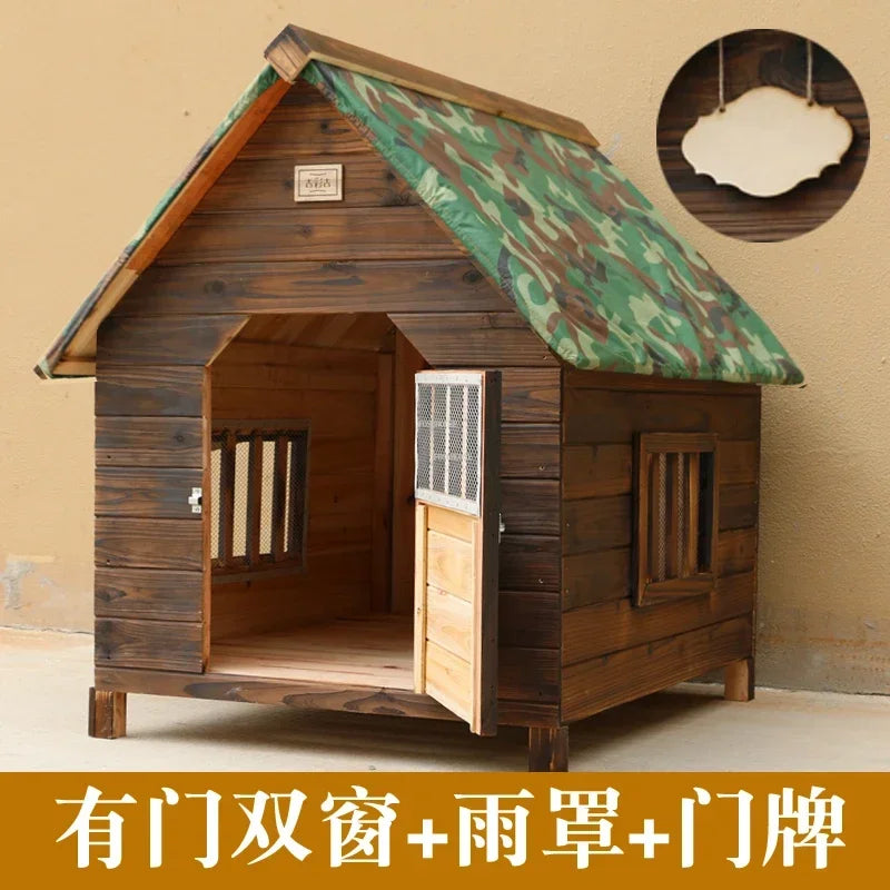 Rainproof and Waterproof Dog Houses Solid Wood Outdoor General Kennel Cat Litter Dog Cage Vintage House for Dogs Pet Kennel S