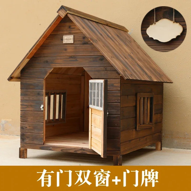 Rainproof and Waterproof Dog Houses Solid Wood Outdoor General Kennel Cat Litter Dog Cage Vintage House for Dogs Pet Kennel S