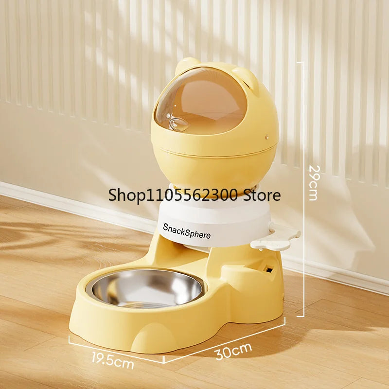 Push-Button Automatic Pet Feeder - Large Capacity Anti-Spill Food Dispenser for Cats & Dogs