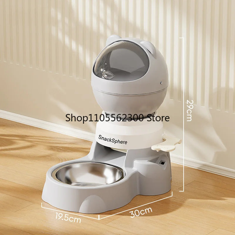 Push-Button Automatic Pet Feeder - Large Capacity Anti-Spill Food Dispenser for Cats & Dogs