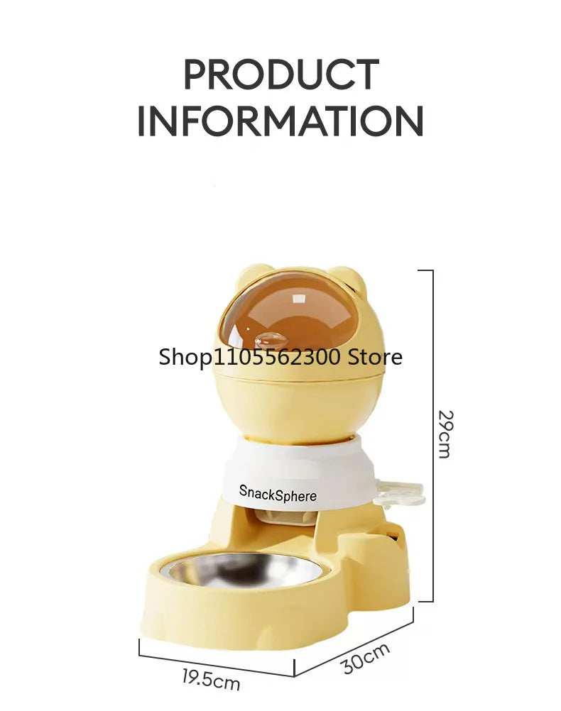 Push-Button Automatic Pet Feeder - Large Capacity Anti-Spill Food Dispenser for Cats & Dogs