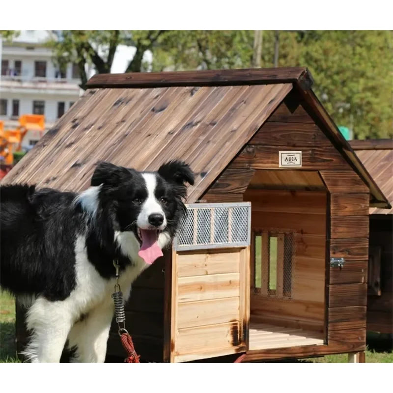 Rainproof and Waterproof Dog Houses Solid Wood Outdoor General Kennel Cat Litter Dog Cage Vintage House for Dogs Pet Kennel S