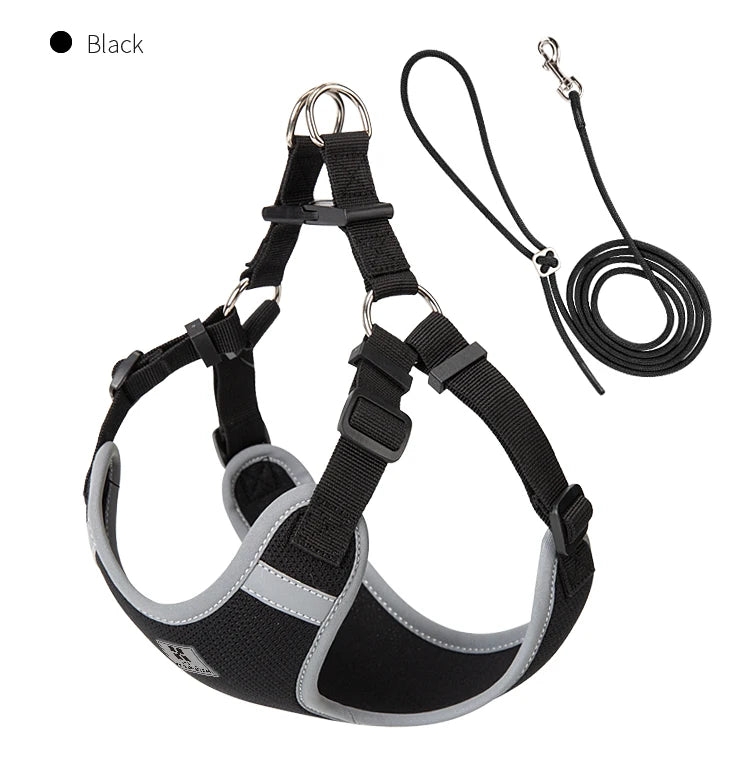Cat Dog Harness Leash Set for Small Medium Dog Adjustable Pet Harness Reflective Breathable Outdoor Walking Pet Accessories