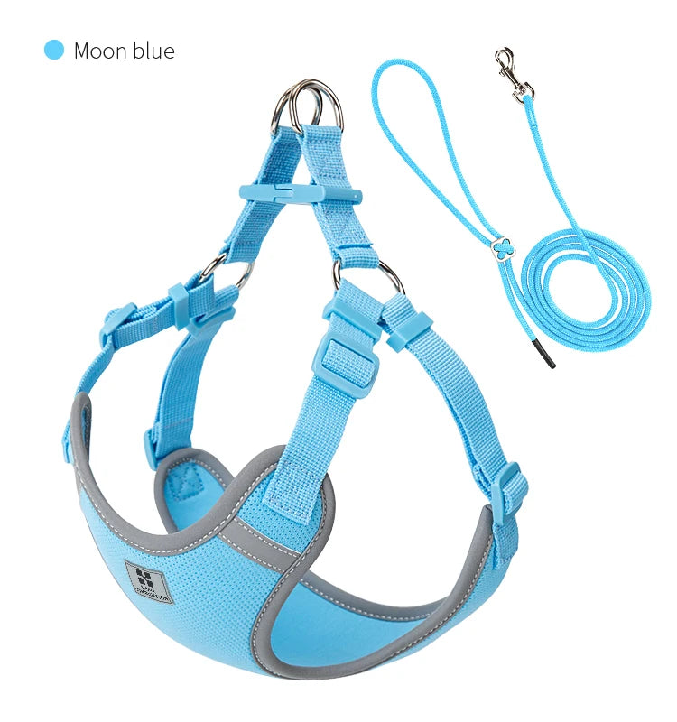 Cat Dog Harness Leash Set for Small Medium Dog Adjustable Pet Harness Reflective Breathable Outdoor Walking Pet Accessories