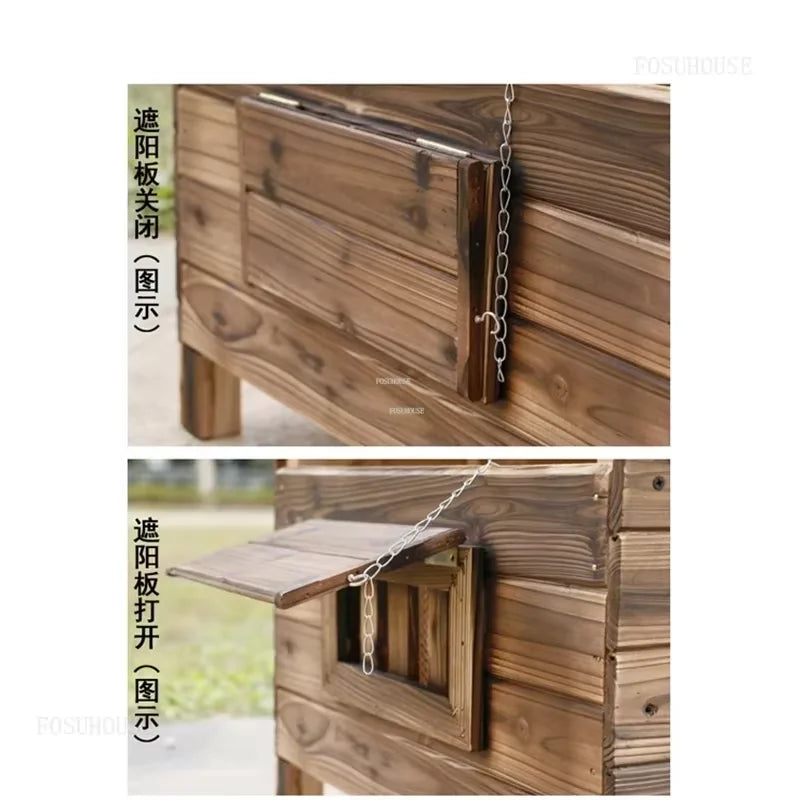 Rainproof and Waterproof Dog Houses Solid Wood Outdoor General Kennel Cat Litter Dog Cage Vintage House for Dogs Pet Kennel S