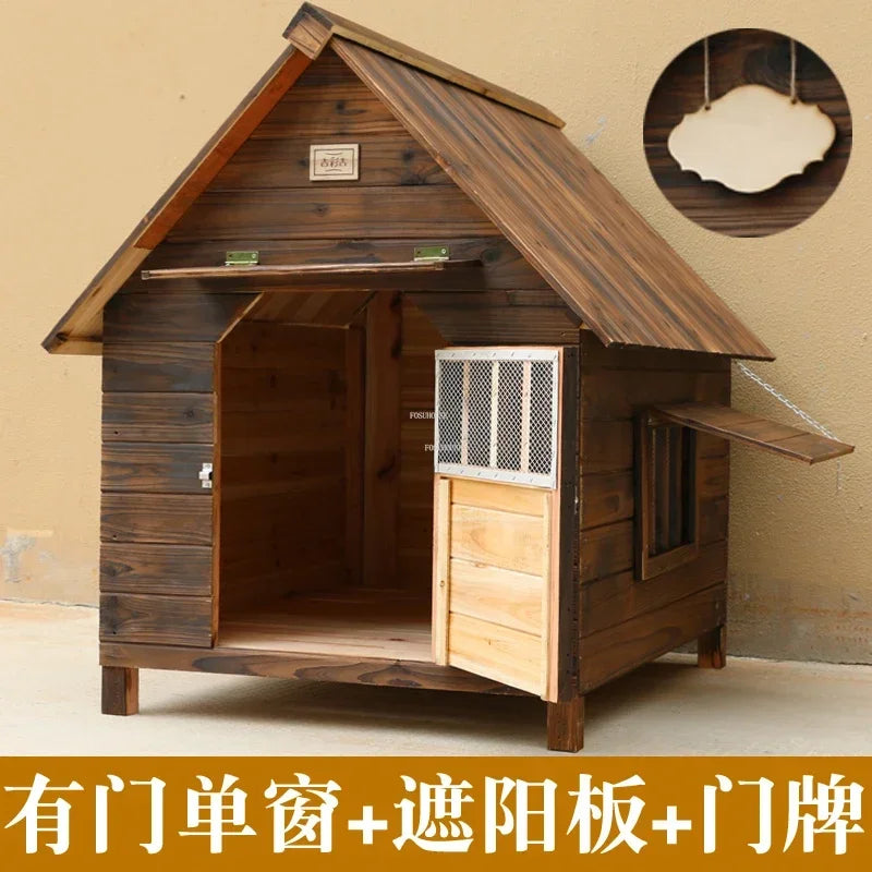 Rainproof and Waterproof Dog Houses Solid Wood Outdoor General Kennel Cat Litter Dog Cage Vintage House for Dogs Pet Kennel S