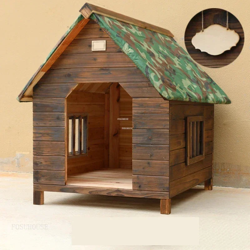 Rainproof and Waterproof Dog Houses Solid Wood Outdoor General Kennel Cat Litter Dog Cage Vintage House for Dogs Pet Kennel S