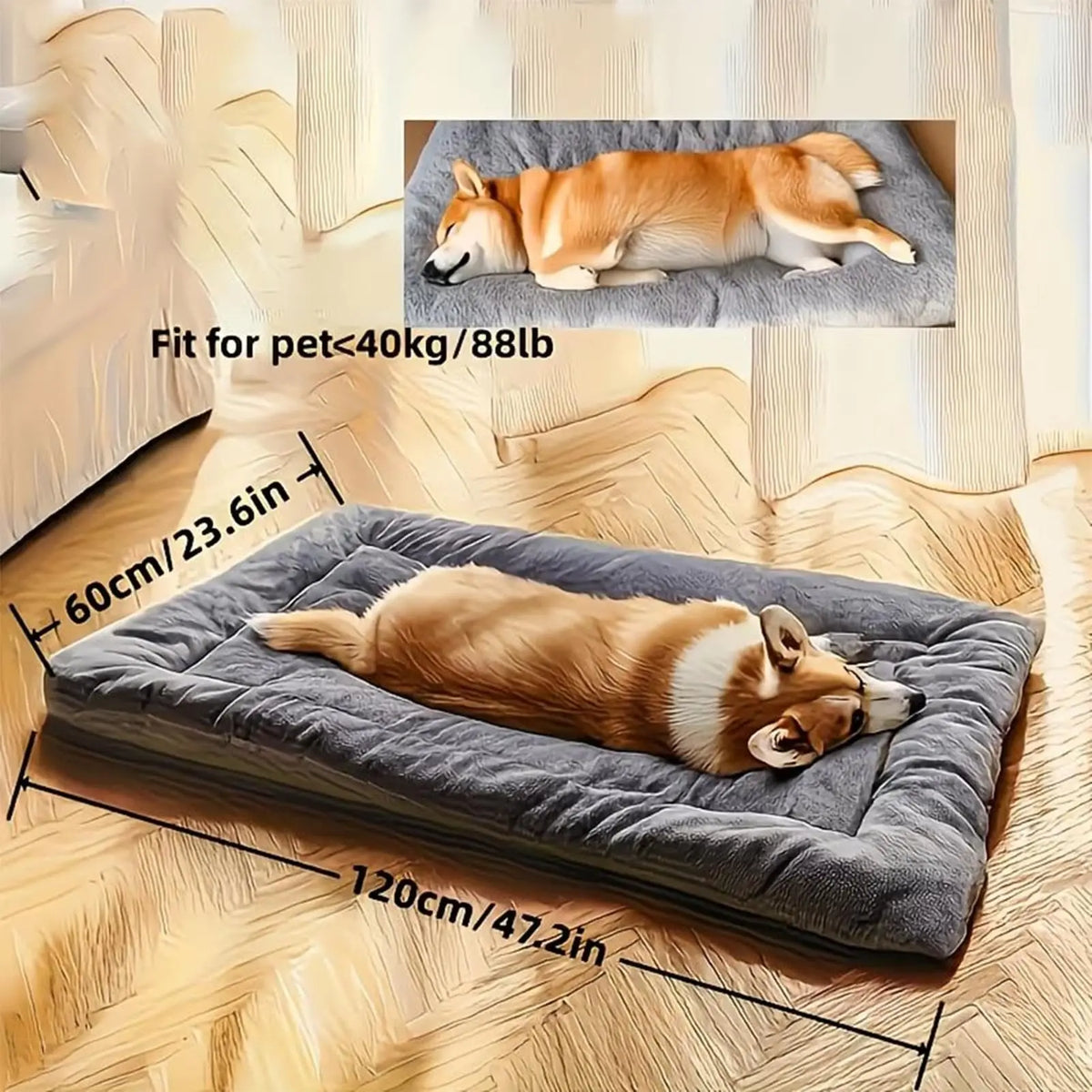 Plush Dog Bed Thickened Soft Rectangular Sofa Cushion Warm Joint Relief Pet Mat For Small Medium Large Dogs