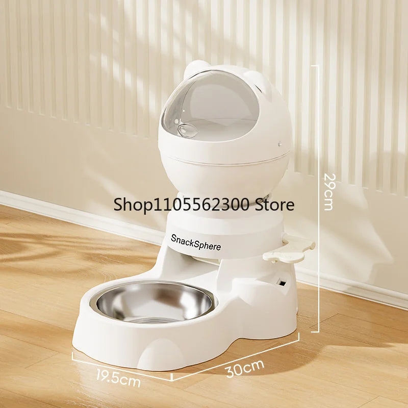 Push-Button Automatic Pet Feeder - Large Capacity Anti-Spill Food Dispenser for Cats & Dogs