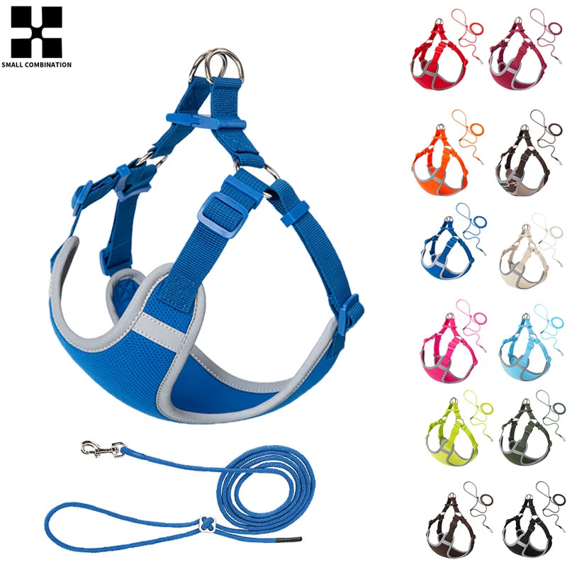 Cat Dog Harness Leash Set for Small Medium Dog Adjustable Pet Harness Reflective Breathable Outdoor Walking Pet Accessories