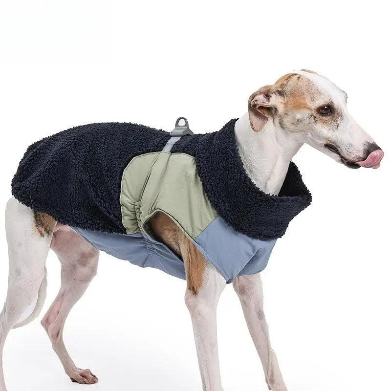 Winter Dog Coat Warm Windproof Lamb Fleece Vest Leash Clip Soft Pet Jacket Puppy Walking Cold Weather Outdoor Apparel