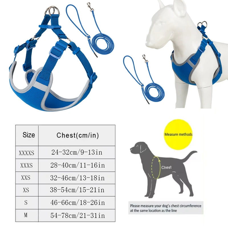 Cat Dog Harness Leash Set for Small Medium Dog Adjustable Pet Harness Reflective Breathable Outdoor Walking Pet Accessories