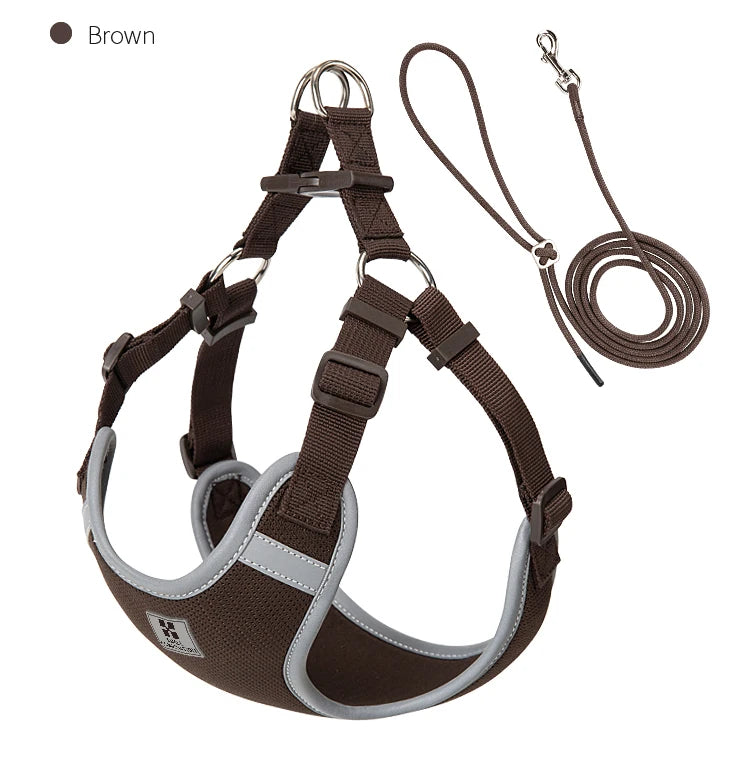 Cat Dog Harness Leash Set for Small Medium Dog Adjustable Pet Harness Reflective Breathable Outdoor Walking Pet Accessories