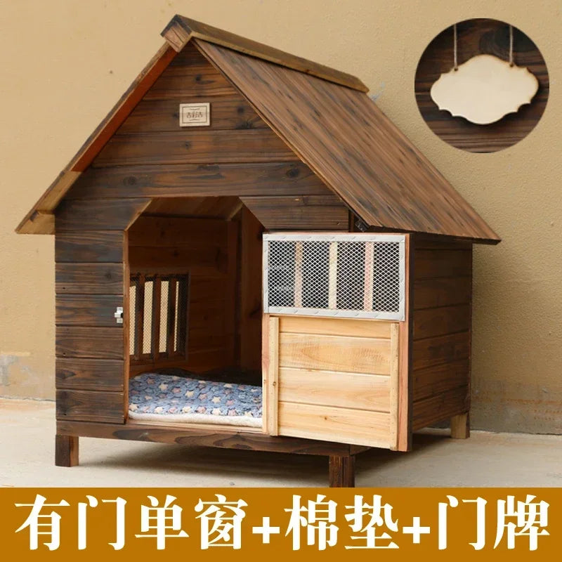 Rainproof and Waterproof Dog Houses Solid Wood Outdoor General Kennel Cat Litter Dog Cage Vintage House for Dogs Pet Kennel S