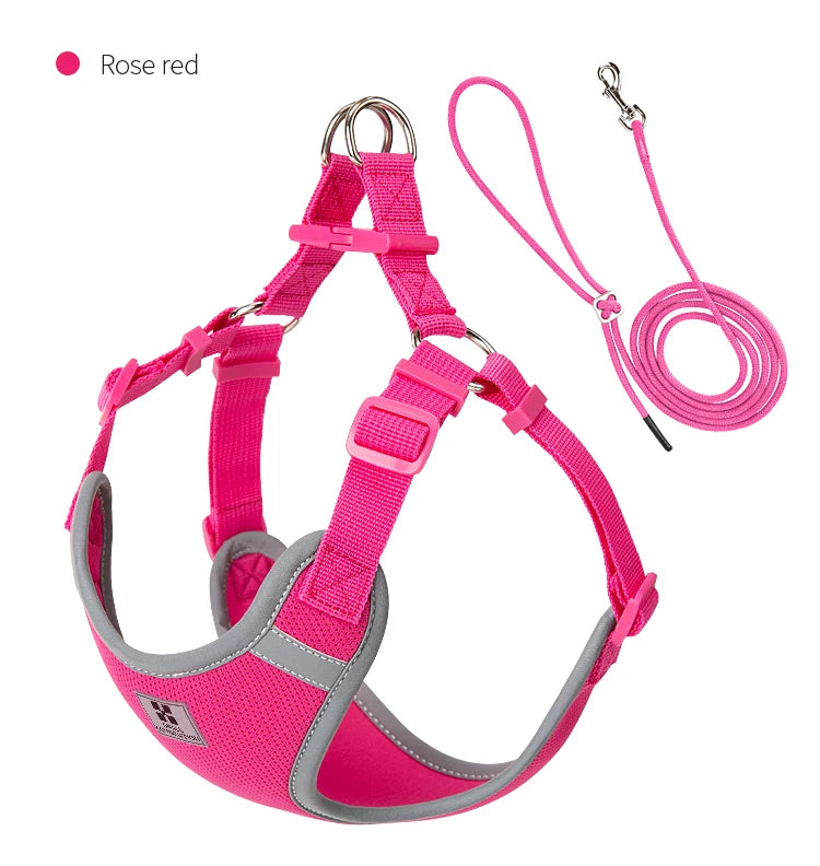 Cat Dog Harness Leash Set for Small Medium Dog Adjustable Pet Harness Reflective Breathable Outdoor Walking Pet Accessories