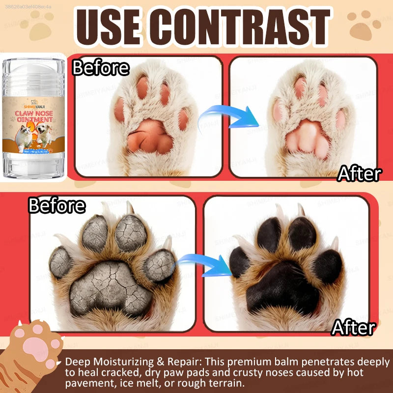 40g Dog Nose and Paw Balm Pet Paw Protector Cream for Cats Dogs Cracked Paws Repair Foot Moisturizer Pet Supplies