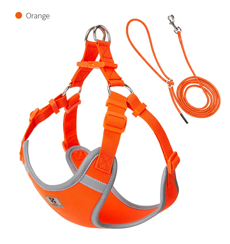 Cat Dog Harness Leash Set for Small Medium Dog Adjustable Pet Harness Reflective Breathable Outdoor Walking Pet Accessories