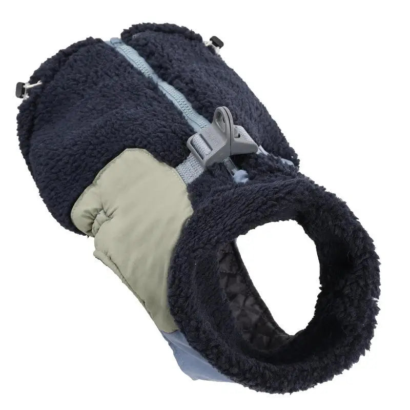 Winter Dog Coat Warm Windproof Lamb Fleece Vest Leash Clip Soft Pet Jacket Puppy Walking Cold Weather Outdoor Apparel