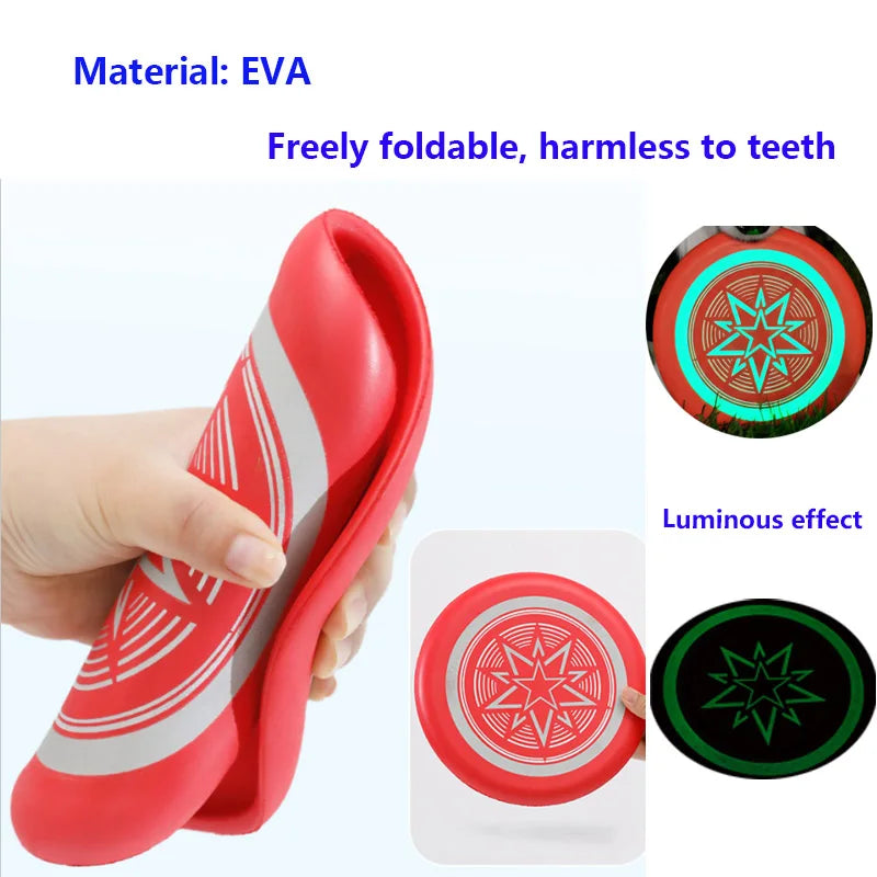 Glow In Dark Dog Frisbee Soft EVA Floating Pet Flying Disc Foldable Puppy Fetch Toy Outdoor Training Night Water Play Dog Toy