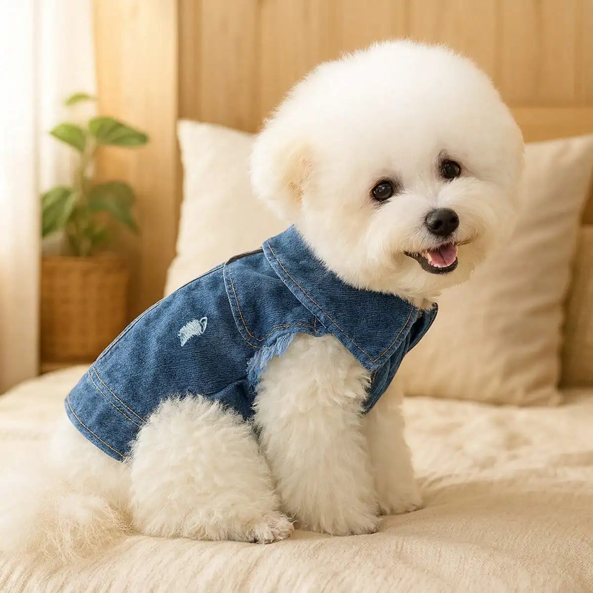 Dog Denim Jacket Vest Fashion Ripped Jean Coat Shirt Cosplay Apparel For Daily Festival Party