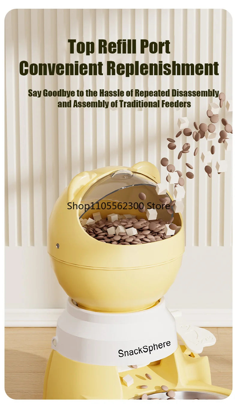 Push-Button Automatic Pet Feeder - Large Capacity Anti-Spill Food Dispenser for Cats & Dogs