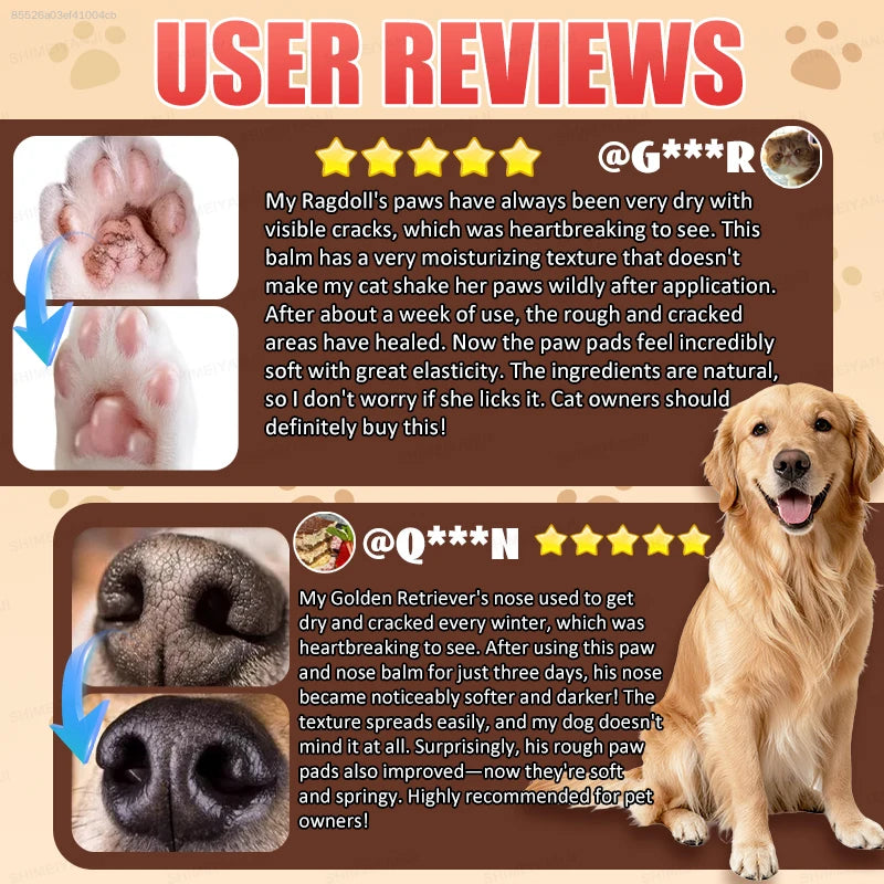 Pet Paw Protector Dog Nose Balm Healing Salve for Cracked Dry Paws Soothing Moisturizer Lick Safe Cat Foot Cream Winter Paw Care Grooming Supplies