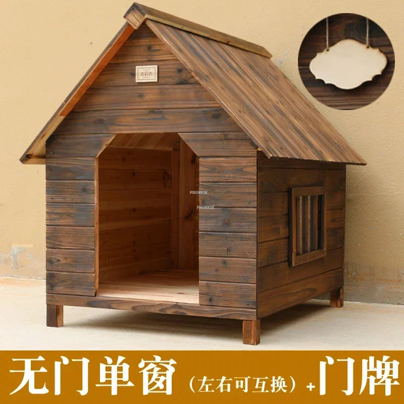 Rainproof and Waterproof Dog Houses Solid Wood Outdoor General Kennel Cat Litter Dog Cage Vintage House for Dogs Pet Kennel S