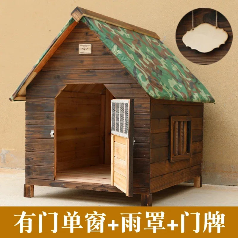 Rainproof and Waterproof Dog Houses Solid Wood Outdoor General Kennel Cat Litter Dog Cage Vintage House for Dogs Pet Kennel S