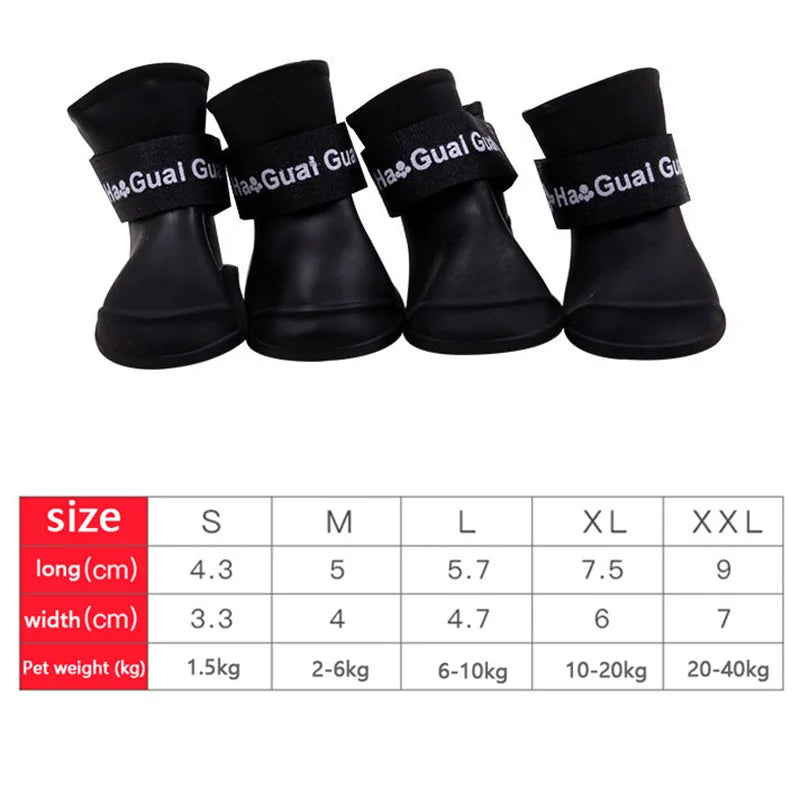4Pcs Pet WaterProof Rainshoe Anti-slip Rubber Boot For Small Medium Large Dogs Cats Outdoor Shoe Dog Ankle Boots Pet Accessories