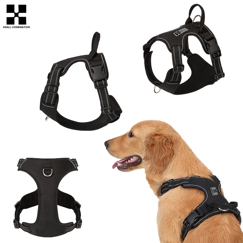 SMALL COMBINATION Dog Harness No Pull Reflective Pet Dog Chest Harness Adjustable for Small Medium Large Dogs Outdoor Walking