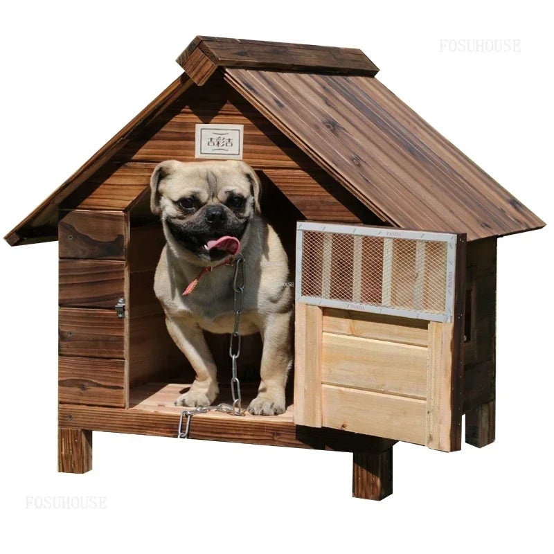 Rainproof and Waterproof Dog Houses Solid Wood Outdoor General Kennel Cat Litter Dog Cage Vintage House for Dogs Pet Kennel S